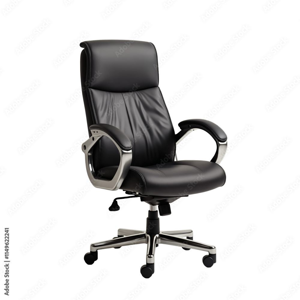 Stylish Black Office Chair for Comfort and Support. Transparent background Stylish Black Office Chair for Comfort and Support. Transparent background