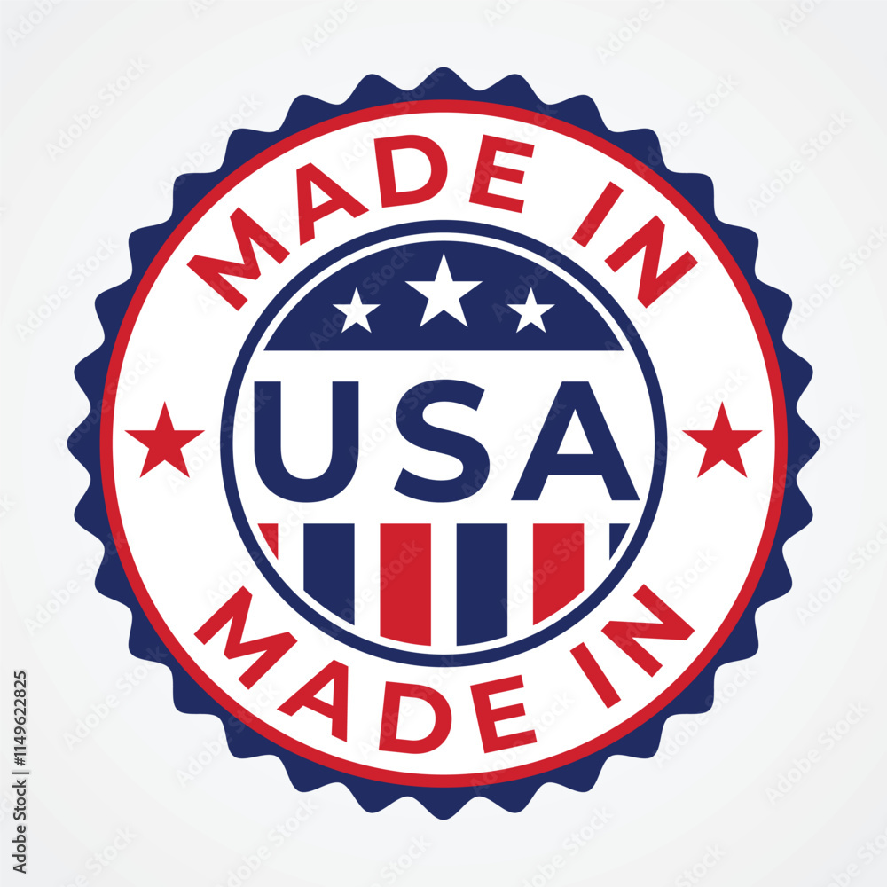 Made in USA Guarantee Badge with Flagged Theme Made in USA Guarantee Badge with Flagged Theme