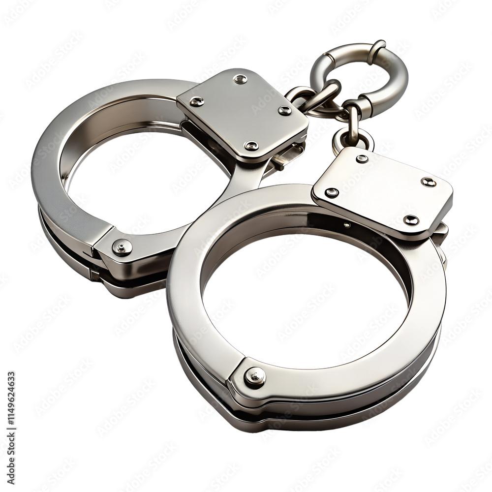 Closed metal handcuffs isolated on transparent background. Closed metal handcuffs isolated on transparent background.