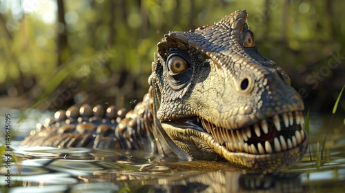 Fototapeta Naklejka Na Ścianę i Meble -  Close-up of a Dinosaur in Water