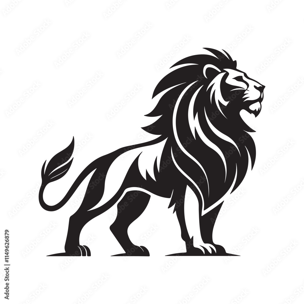 Fototapeta premium lion silhouette vector line art logo design