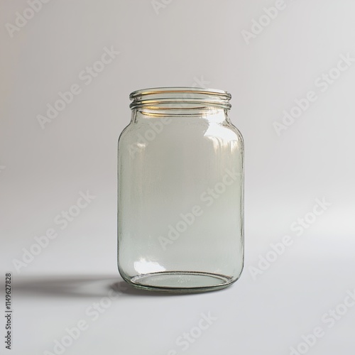 Empty Glass Jar on Neutral Background photo