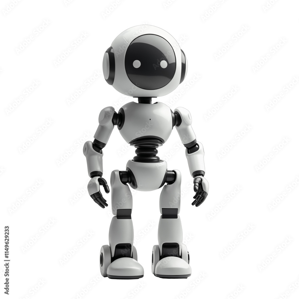 Cute Cartoon Robot with Friendly Design. Transparent background Cute Cartoon Robot with Friendly Design. Transparent background