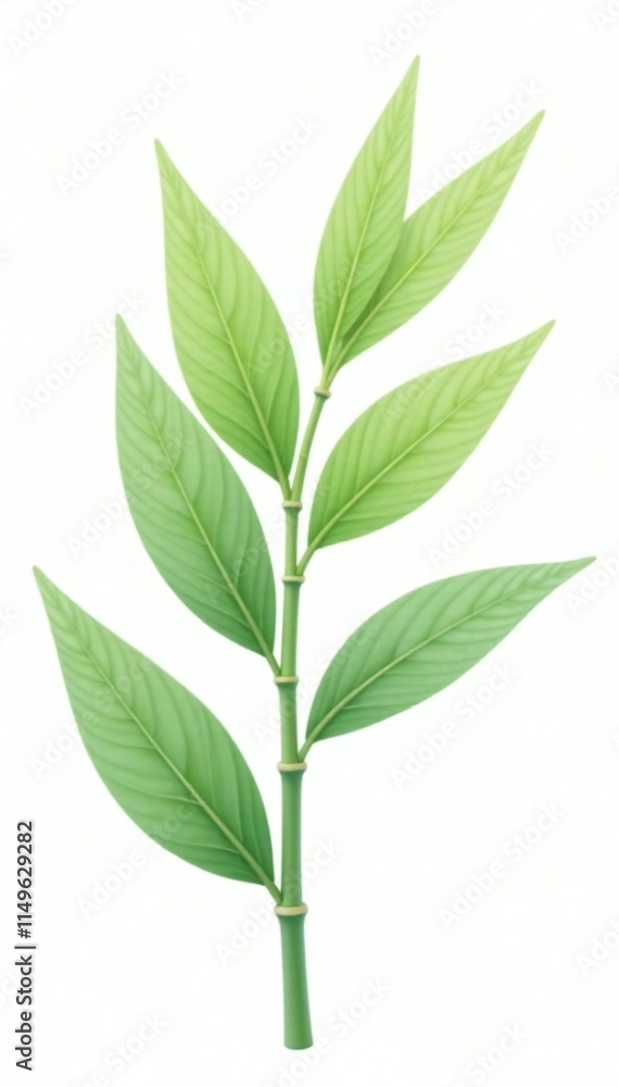 Delicate bamboo leaf isolate on white background, foliage, isolated Delicate bamboo leaf isolate on white background, foliage, isolated