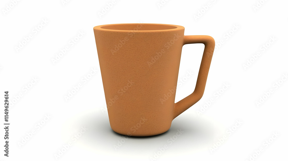 A simple, textured orange mug with a handle, suitable for beverages.