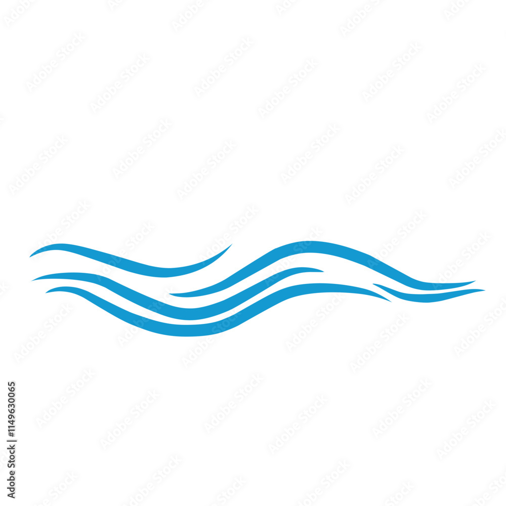 Naklejka premium Line water wave icon. Choppy water. Vector illustration. Blue