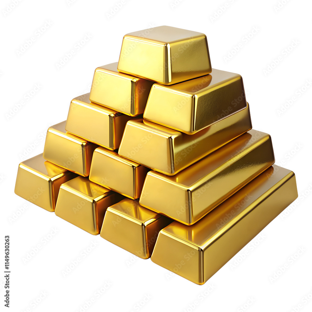 Front view of Gold bar stack isolated on transparent background. Front view of Gold bar stack isolated on transparent background.