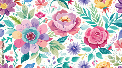 Dreamy Watercolor Floral Seamless Pattern