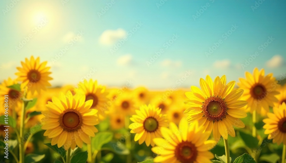 Soft orange and yellow sunflowers in a bright landscape, summer flowers, sunny meadow, natural scenery Soft orange and yellow sunflowers in a bright landscape, summer flowers, sunny meadow, natural scenery