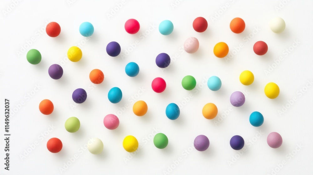 Colorful Round Balls in Various Bright Shades on White Background Colorful Round Balls in Various Bright Shades on White Background