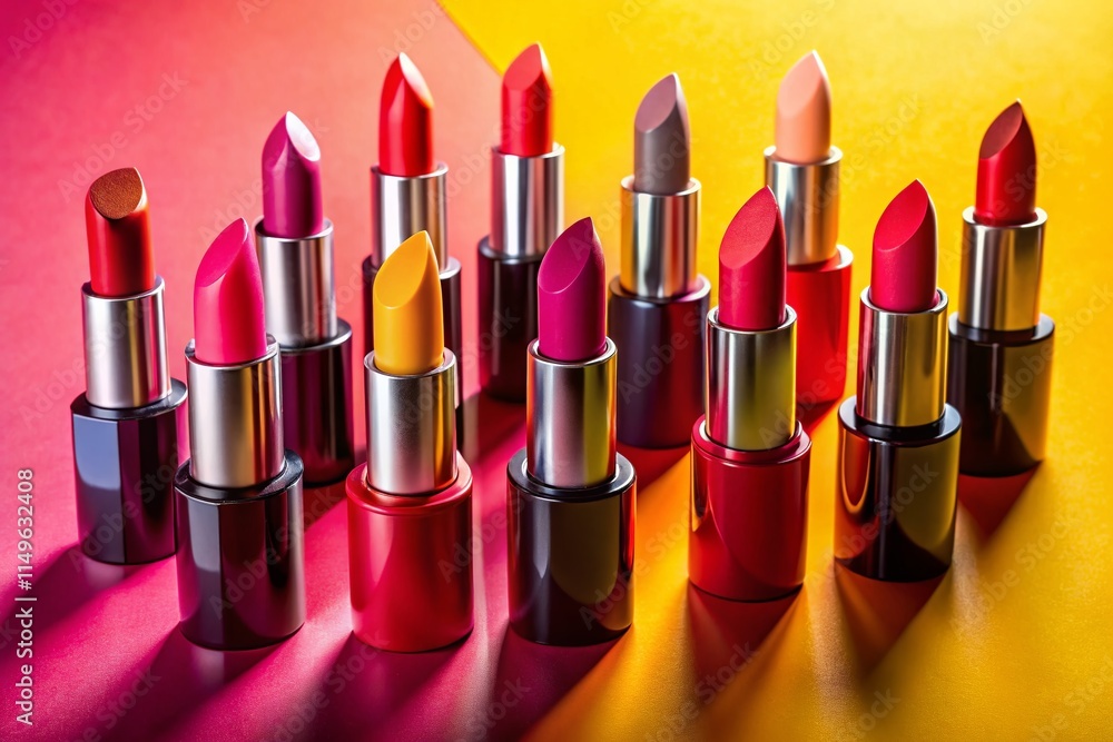 Obraz premium Silhouetted Lipstick Tips Assortment: Beauty Product Still Life