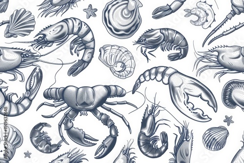 Seafood Pattern Illustration