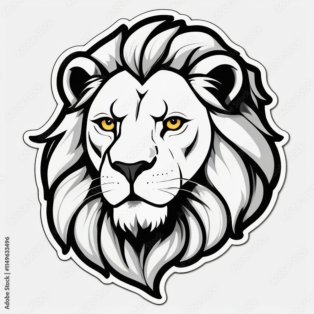 Fototapeta premium A lion head with yellow eyes