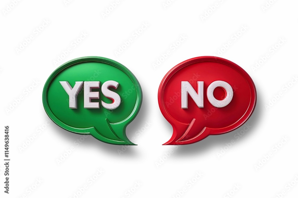 Voting yes or no. Positive or negative decision. To accept or reject. The opposite words yes or no on speech bubble vector illustration isolate on white background Voting yes or no. Positive or negative decision. To accept or reject. The opposite words yes or no on speech bubble vector illustration isolate on white background