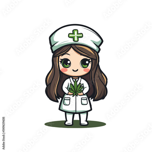 cute nurse is holding marijuana