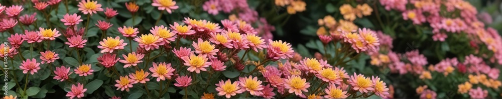 Yellow buds with pink flower petals of Butterfly Stonecrop plant in September garden, spring growth, buds, blooming, butterfly Yellow buds with pink flower petals of Butterfly Stonecrop plant in September garden, spring growth, buds, blooming, butterfly