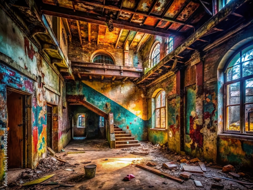 Fototapeta premium Urban Exploration Photography - Dark Matte Background - Abandoned Spaces