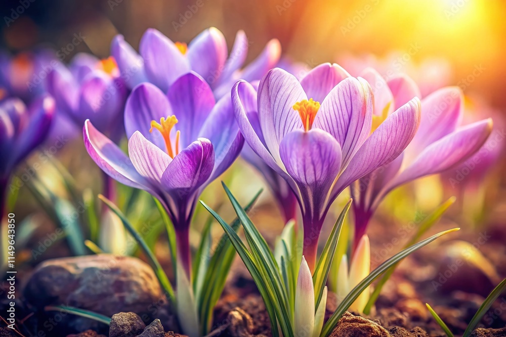 Fototapeta premium Vintage Crocus Bloom - Early Spring Closeup