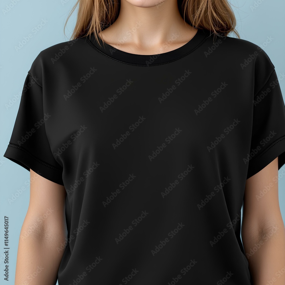 Casual Black T-Shirt Design for Women’s Apparel Branding Casual Black T-Shirt Design for Women’s Apparel Branding
