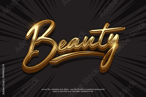 Editable text effects beauty with gold shine effect style