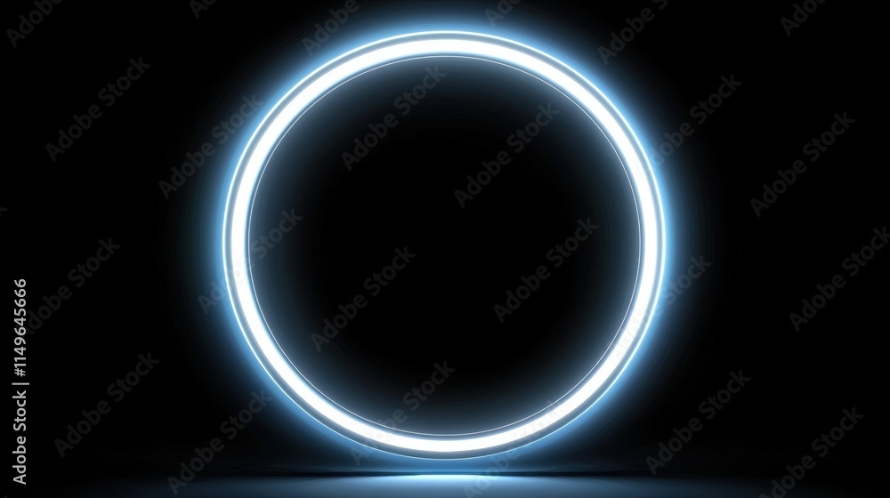 Fototapeta premium Futuristic neon frame with a luminous white center, vibrant colors illuminating the surrounding space, sleek and modern design elements