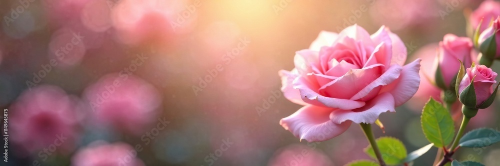 Gentle morning mist surrounding delicate pink roses, delicate, flower Gentle morning mist surrounding delicate pink roses, delicate, flower