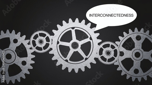 A creative silhouette formed from gears and cogs, symbolizing the interconnectedness of ideas, technology, and business processes, perfect for innovation and teamwork themes. 