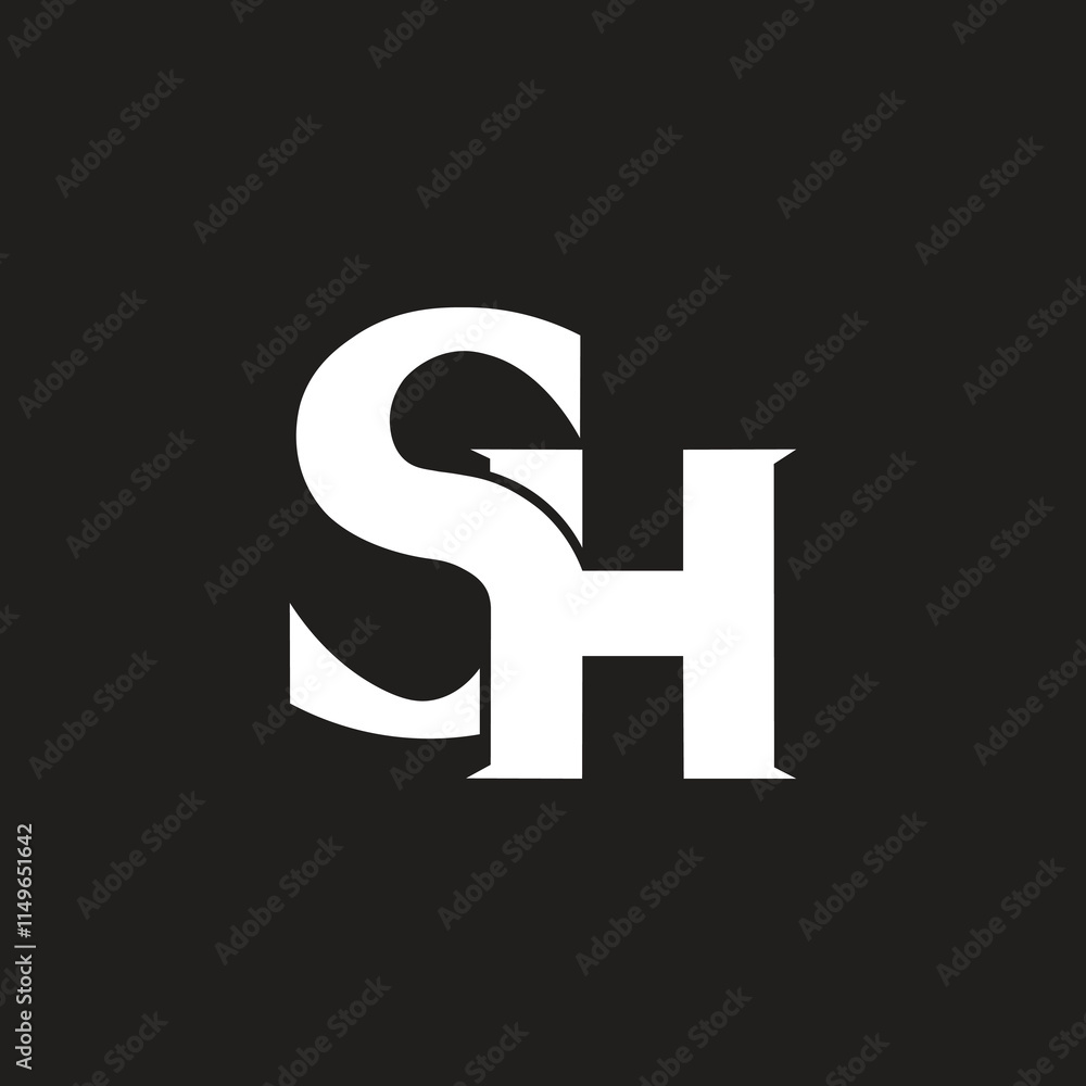 SH unique logo creative modern branding business identity and luxury logo pattern, line art icon monogram and white color on black background. SH unique logo creative modern branding business identity and luxury logo pattern, line art icon monogram and white color on black background.