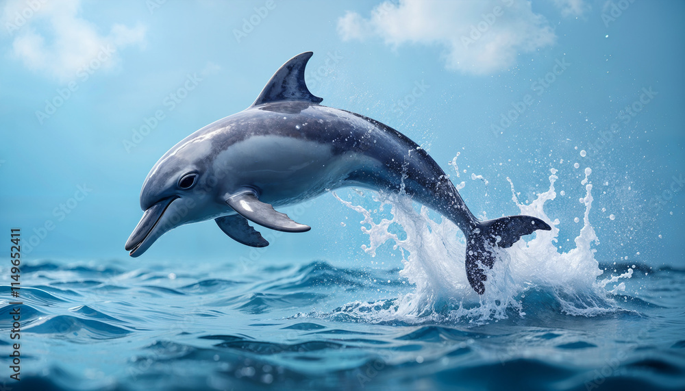 Fototapeta premium dolphin jump in the water Generative AI 