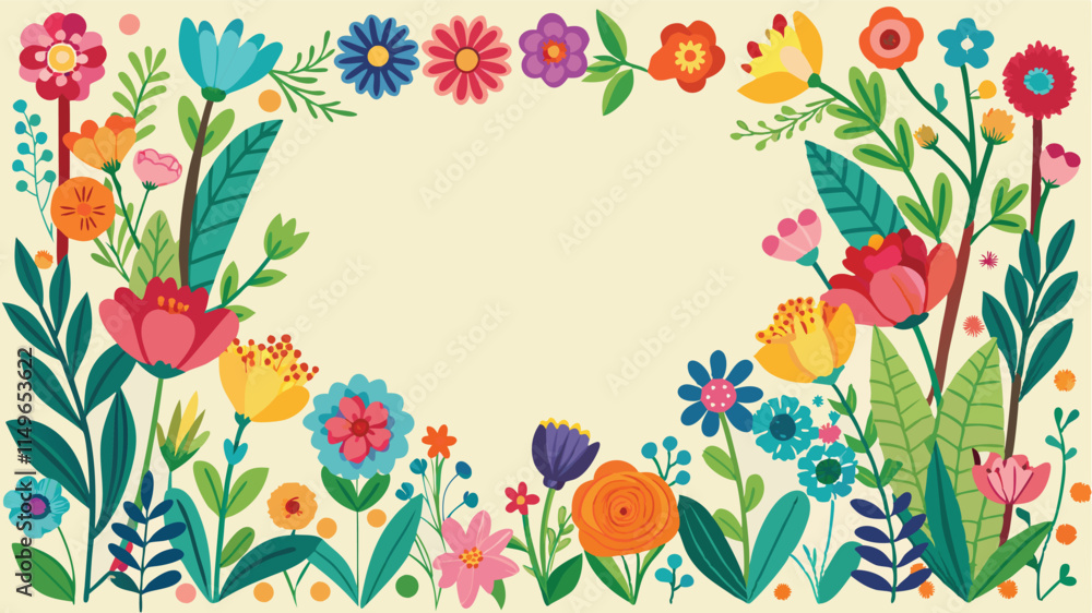 custom made wallpaper toronto digitalSeamless flower garden border, colorful spring floral frame vector