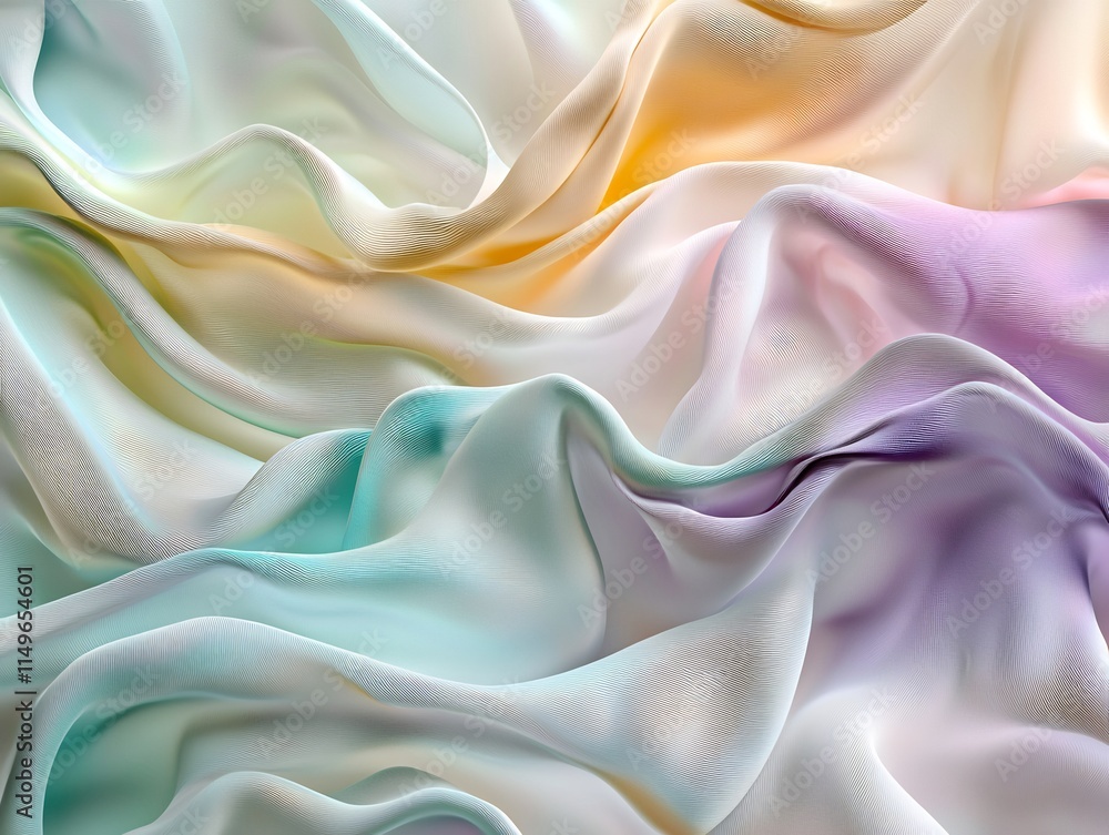 Obraz premium Luxurious Waves of Pastel Fabric in Abstract Elegance