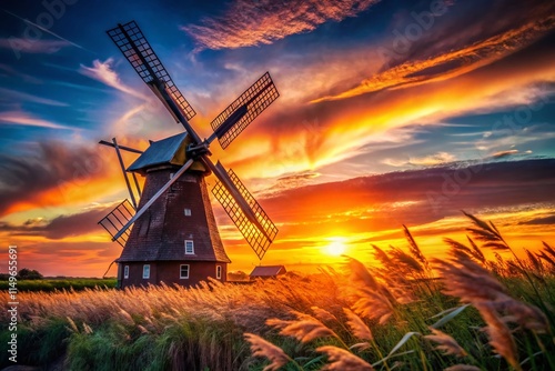 Silhouette Windmill Lechtingen Wallenhorst Sunset Don Quixote Romantic Landscape Photography