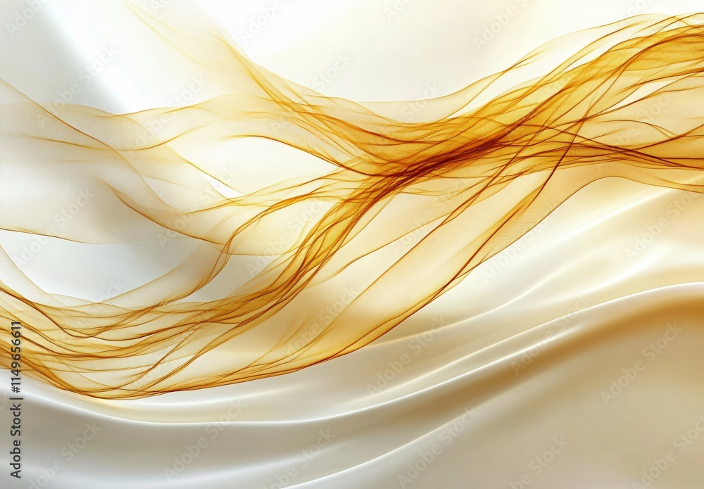 Abstract Golden Waves on White Silk Background Elegant Flowing Fabric Texture Abstract Golden Waves on White Silk Background Elegant Flowing Fabric Texture