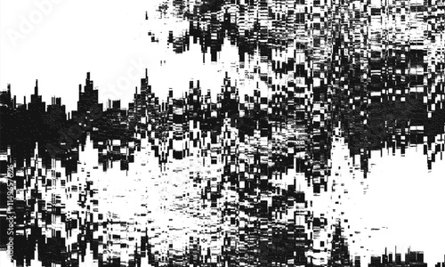 Glitch background. VHS grunge texture with noise effect and pixelation. Analog video digital errors. Retro pixel backdrop. Vector illustration.