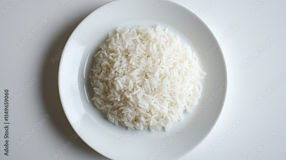 White Rice in Bowl on Clean Surface with Natural Lighting White Rice in Bowl on Clean Surface with Natural Lighting