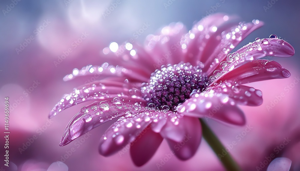 A stunning macro image of a daisy flower with sparkling water droplets, capturing the freshness of nature in high detail A stunning macro image of a daisy flower with sparkling water droplets, capturing the freshness of nature in high detail