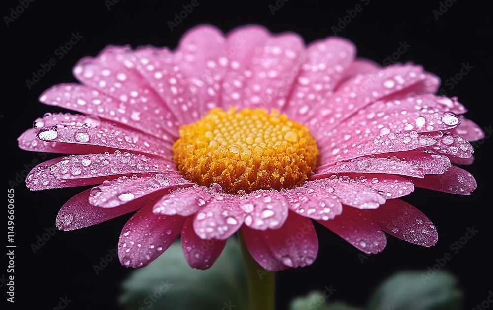 Closeup macro shot of a daisy flower with water drops on its delicate petals, showcasing fresh natural beauty Closeup macro shot of a daisy flower with water drops on its delicate petals, showcasing fresh natural beauty