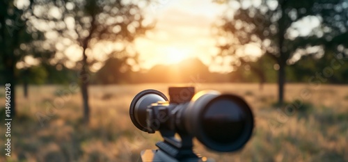 Wallpaper Mural Rifle scope focused on sunset over field. Torontodigital.ca