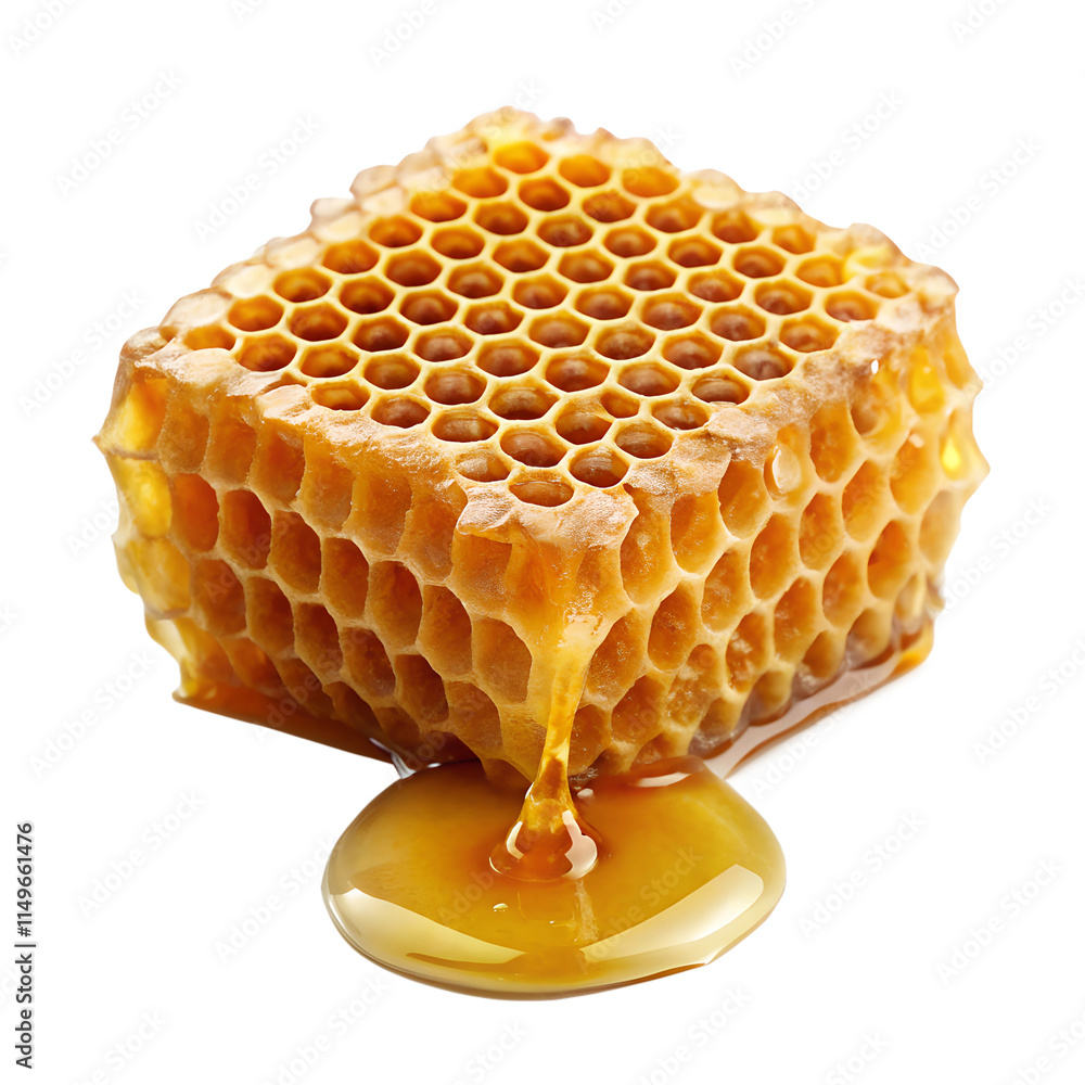 Honeycomb with honey drop isolated on transparent background Honeycomb with honey drop isolated on transparent background