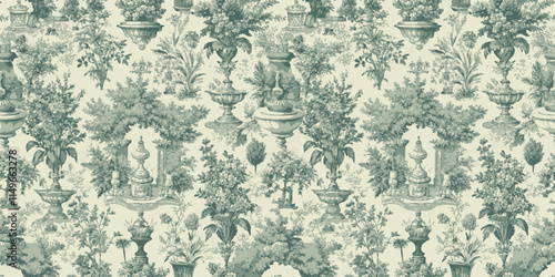 Elegant floral wallpaper design in soothing green tones.