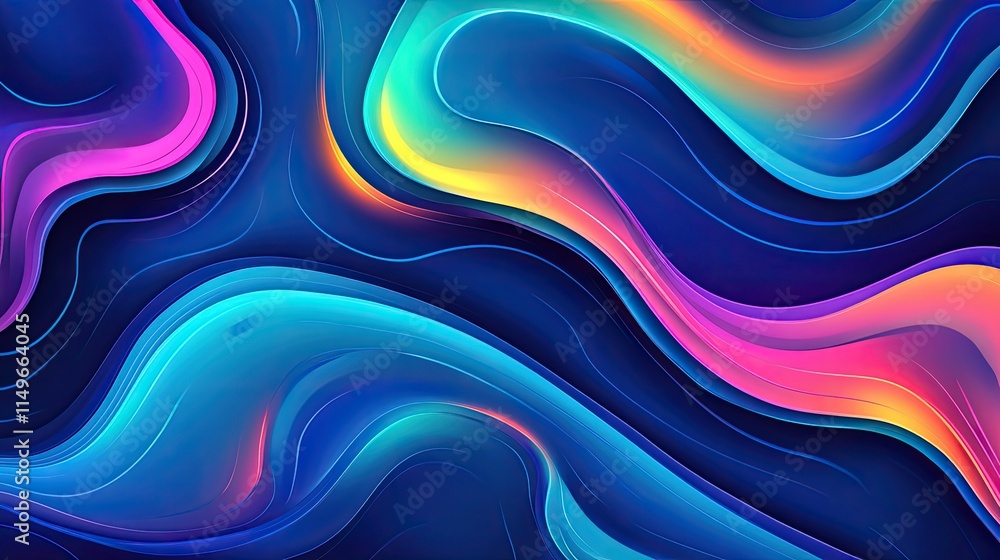 Vibrant Abstract Waves in Neon Colors on Dark Background Vibrant Abstract Waves in Neon Colors on Dark Background