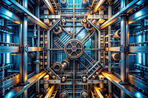 Abstract Geometric Industrial Design: Modern Art Engine Mechanical Composition photo