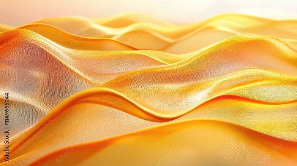 Fototapeta premium Elegant Flowing Yellow Fabric Waves with Soft Light Effects