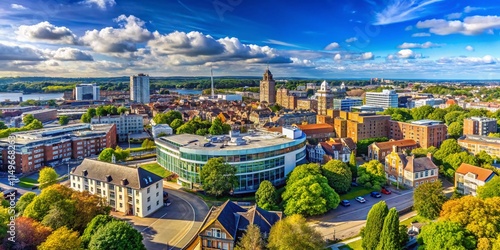 Southampton City Council Aerial View, High Resolution Photo, England Cityscape, UK Urban Landscape, Deep Depth of Field