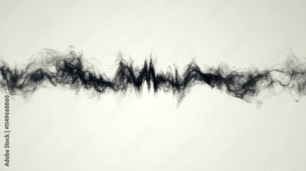 Abstract Black Waveform on Light Background Representing Sound Vibration Abstract Black Waveform on Light Background Representing Sound Vibration
