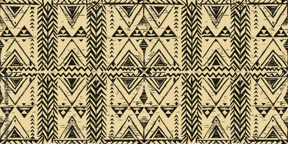 Geometric black and beige abstract tribal pattern design. Geometric black and beige abstract tribal pattern design.
