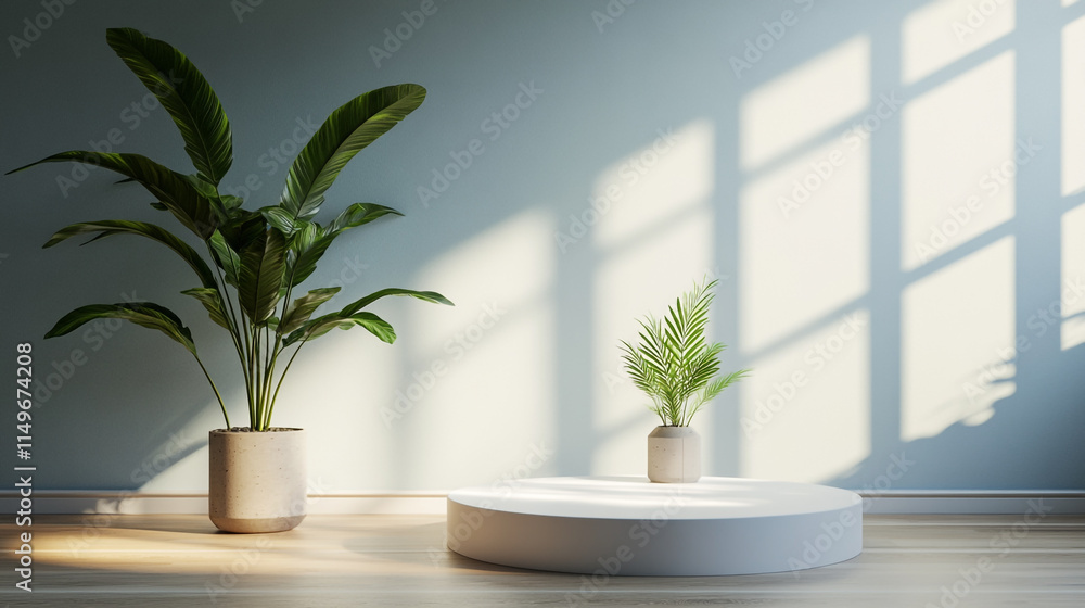 Contemporary indoor space featuring plants and natural light play. Contemporary indoor space featuring plants and natural light play.