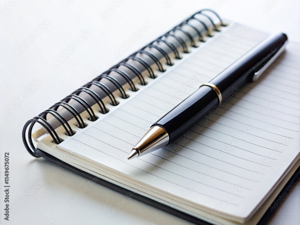 Spiral Notepad, Black Pen, White Background - Urban Exploration Journaling Photography Spiral Notepad, Black Pen, White Background - Urban Exploration Journaling Photography