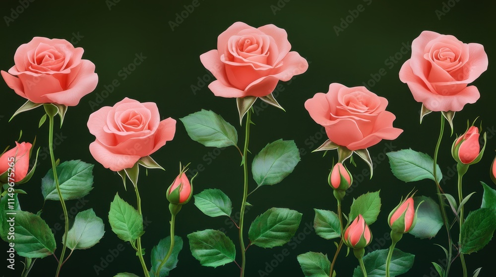 Obraz premium Beautiful Pink Roses Displaying Elegance and Natural Beauty