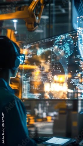 Ai model visualization with data points in an innovative industrial setting of collaboration